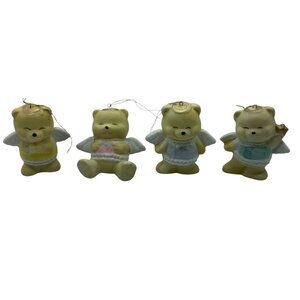 Vintage Angel Bear Christmas Tree Ornaments Set Of 4 Taiwan Holiday Decor 2.5”